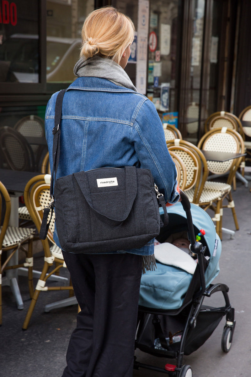 Mini Darcy l'anti-sac à langer - Coton recyclé Noir – Rivedroite Paris