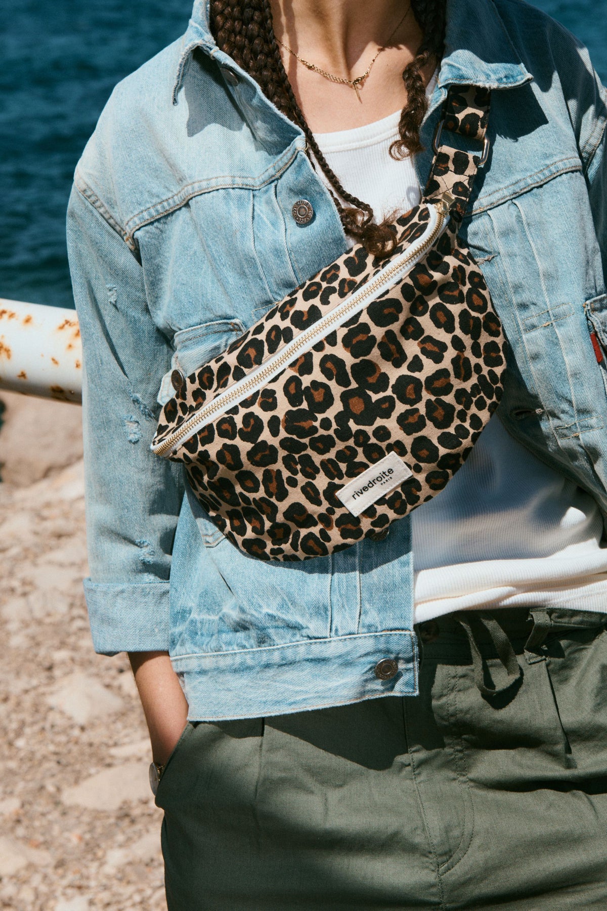 Custine le sac banane Coton recycle Leopard Beige Rivedroite Paris