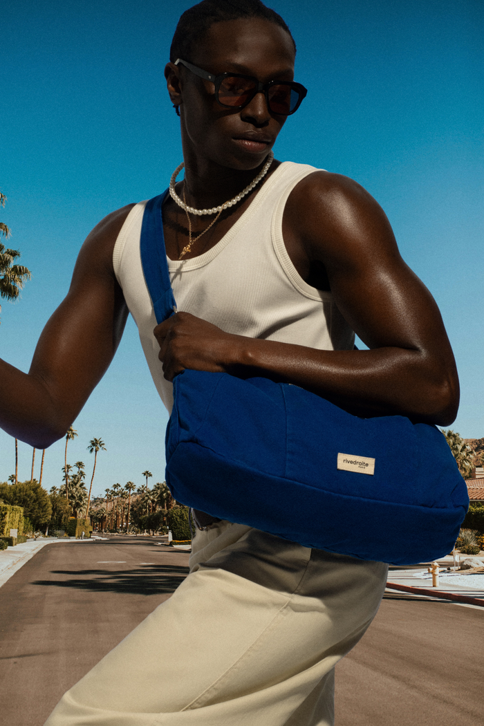 rive droite Charlot le sac crossbody Sergé de coton Venice Blue Boutique  Sacs