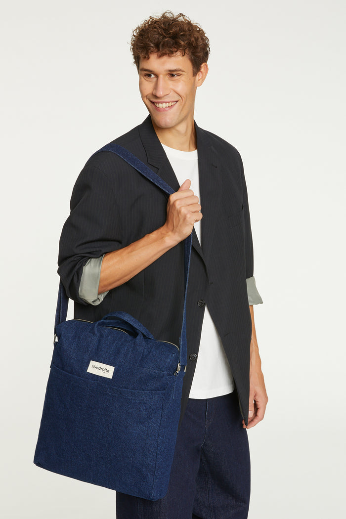 rive droite Achille le city bag Denim Brut Upcyclé Livraison