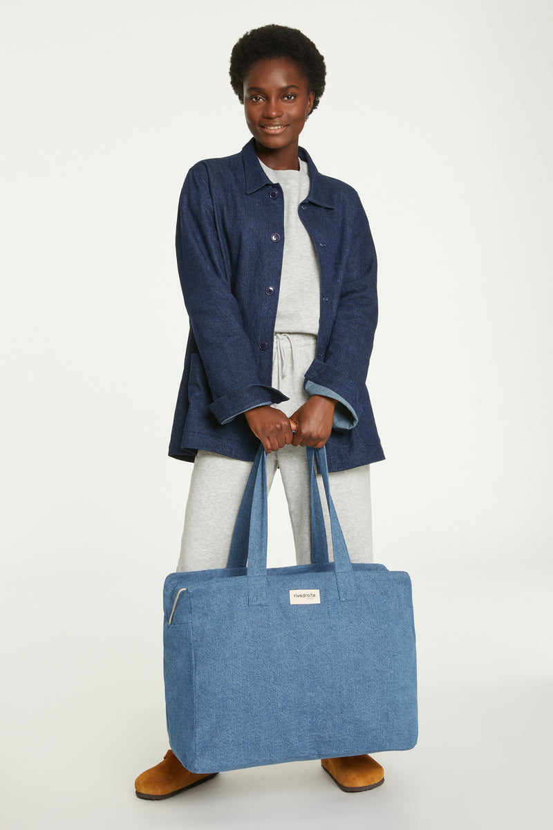 Elzévir le grand sac weekend - Denim Clair recyclé