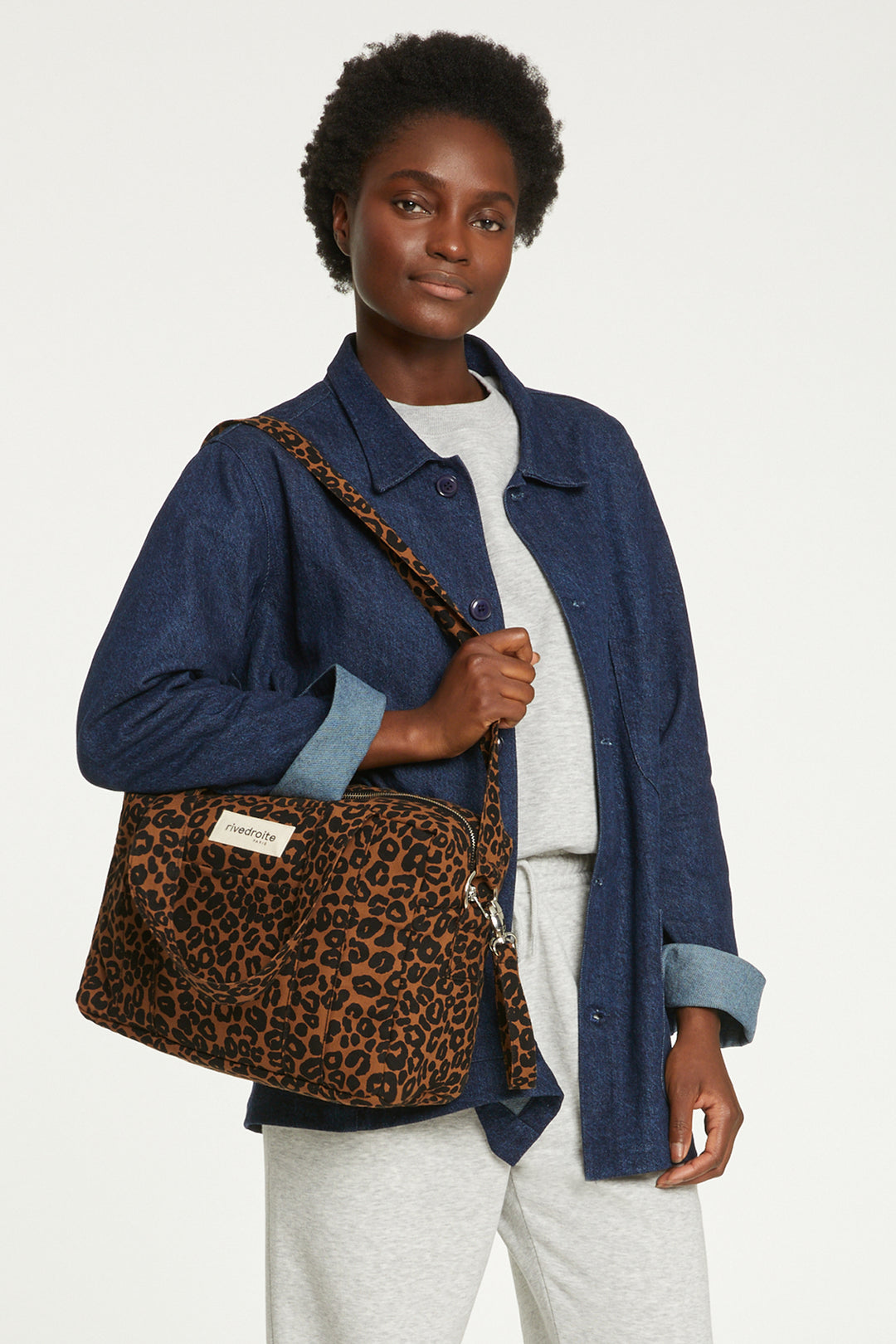 Mini Darcy l anti sac a langer Coton recycle Leopard Rivedroite Paris