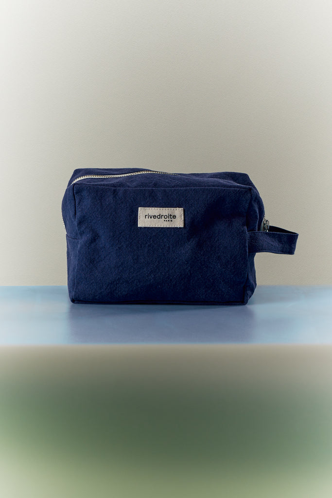 パリ発コットン化粧ポーチ TOURNELLES ☆ rive droite PARIS Tournelles the XL pouch - Recycled Cotton Midnight Blue