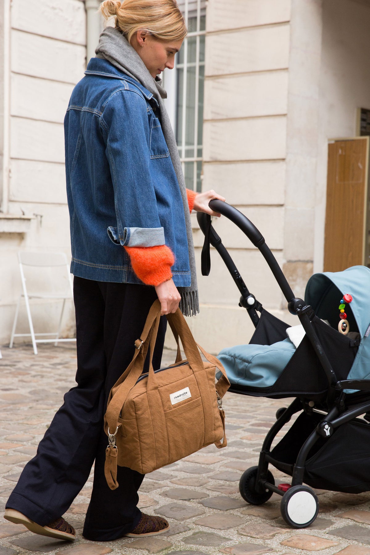 Mini Darcy l'anti-sac à langer - Coton recyclé Camel – Rivedroite Paris