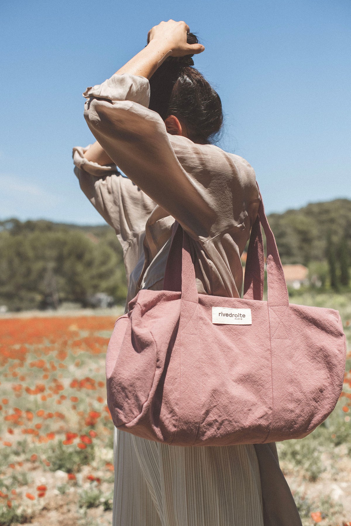 Elzévir le grand sac weekend - Coton recyclé camel – Rivedroite Paris