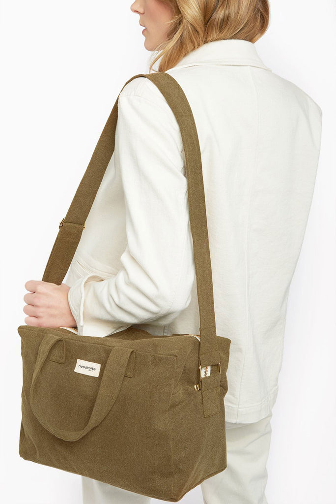 Sauval the city bag Recycled cotton military green – Rivedroite